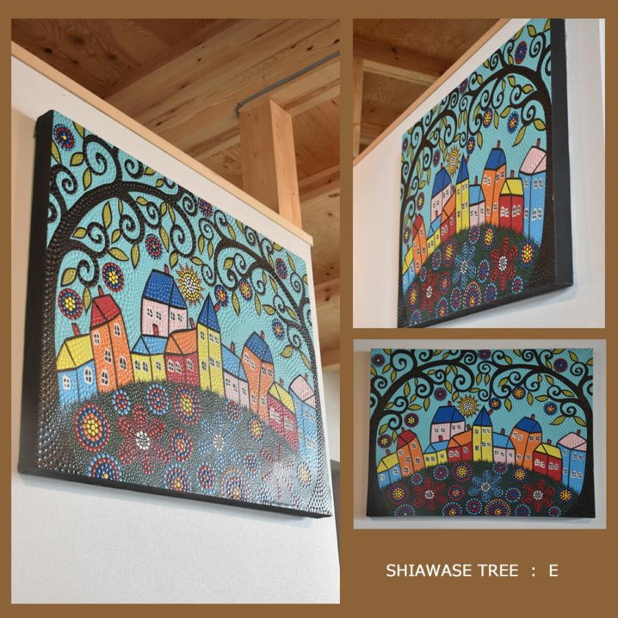 バリ絵画 SHIAWASE TREE バリ ドットアート バリアート 絵画 バリ島