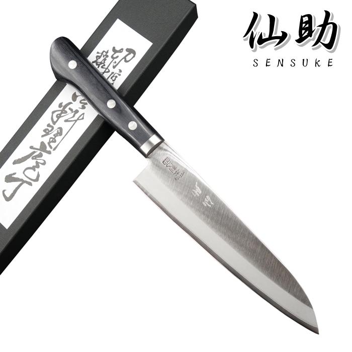 仙助 包丁 牛刀包丁 クロマックス鋼 180mm 黒合板柄 セミステンレス