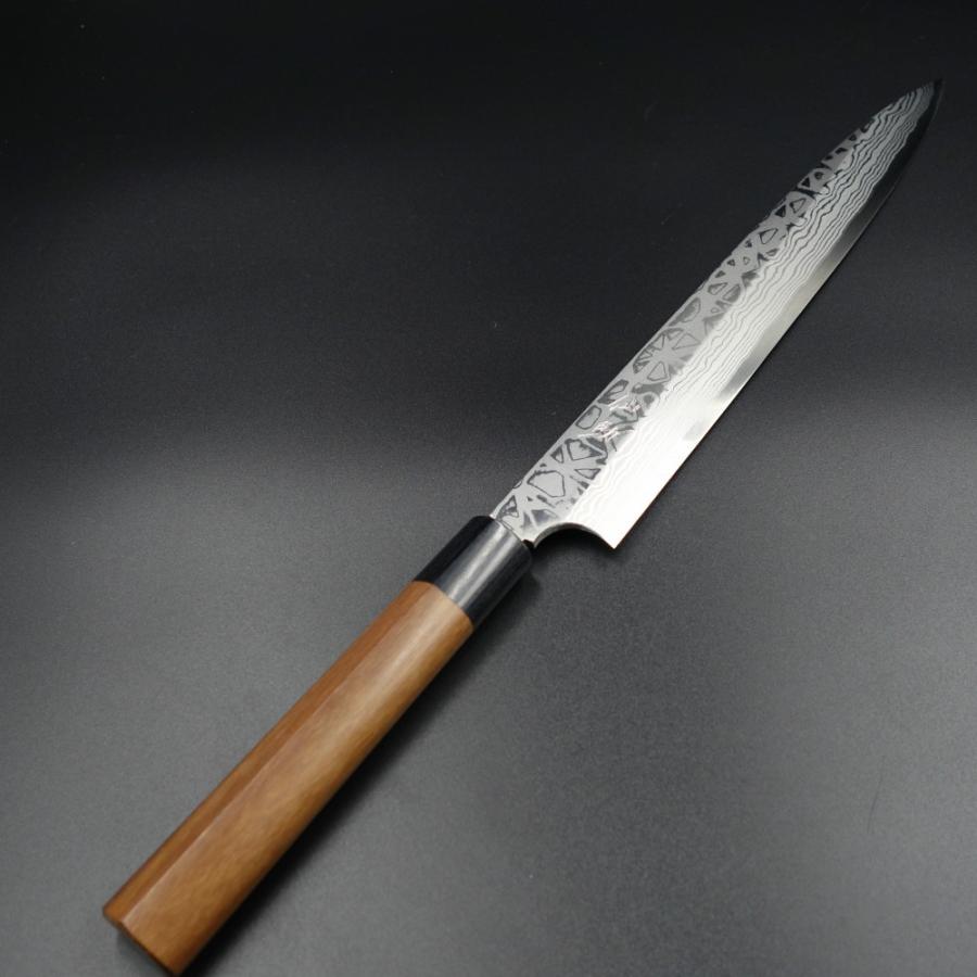 仙助 包丁 刺身包丁 柳刃包丁 ダマスカス 安来鋼青紙2号 270mm 紫檀