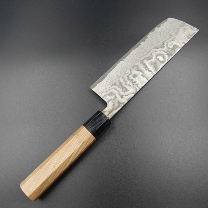 佐治作 包丁 菜切 VG10 ダマスカス 黒染め 165mm エンジュ 八角柄 越前