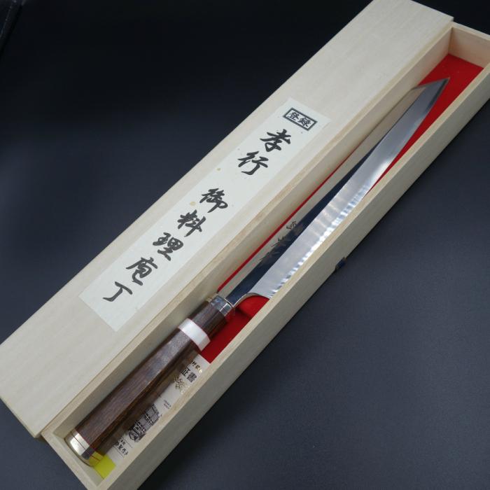 堺 孝行 紫電 包丁 刺身包丁 柳刃 剣型 銀三鋼 鏡面 270mm デザート