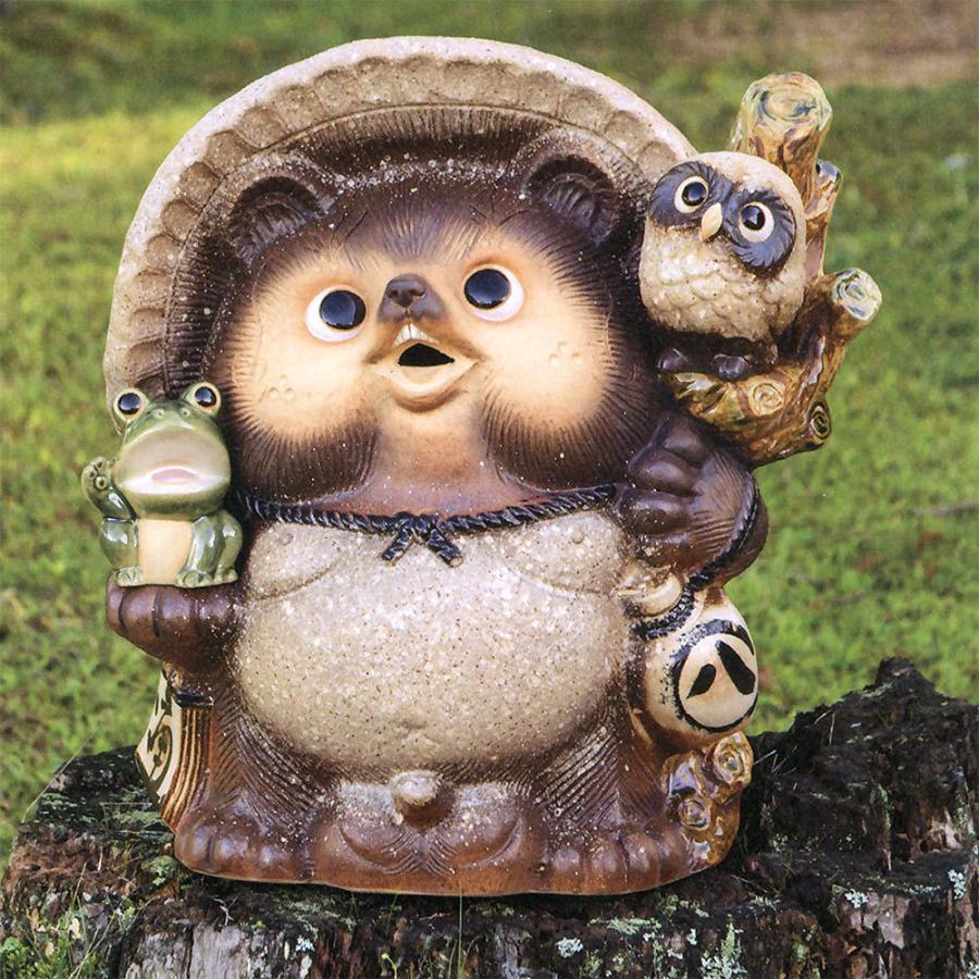 信楽焼 たぬき 狸 置き物 インテリア オブジェ 家具 陶器 商売繁盛 金