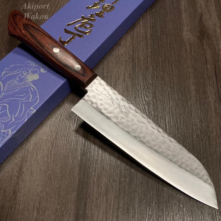 訓平作 三徳包丁 槌目仕上げ V金1号 VG1 マホガニー柄 錆びにくい よく