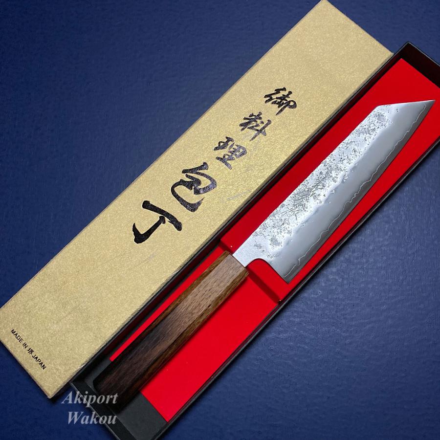 包丁 文化包丁 170mm 義弘作 銀三鋼 銀紙三号 梨地仕上げ 樫焼漆柄