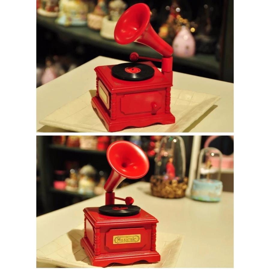 木製 アンティークオルゴール 蓄音機 かわいい 癒しグッズ インテリア