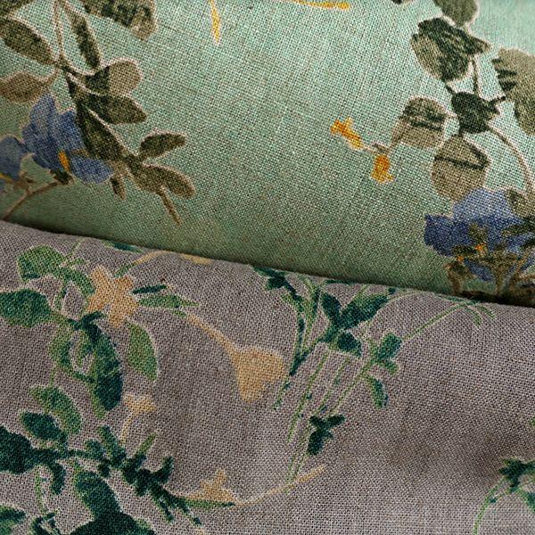 洗いをかけた 綿麻プリント 「ジョリー フルール」 50cm単位│コットン