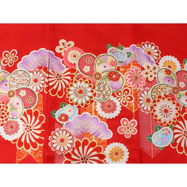 お宮参り 産着 女の子 赤 ねじ梅 ねじ菊 着物 長襦袢 セット 古典