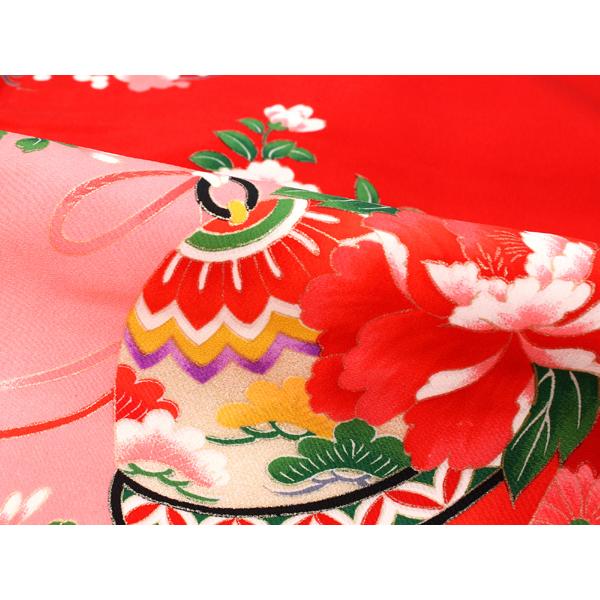 お宮参り 産着 女の子 赤 御所車 束ね熨斗 蝶 着物 長襦袢 セット 古典