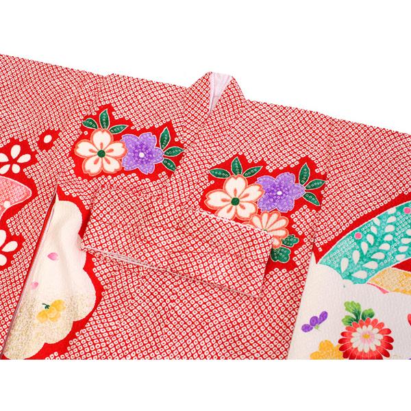 お宮参り 産着 女の子 赤 束ね熨斗 花 鞠 着物 長襦袢 セット 古典