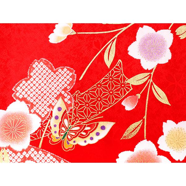 七五三 着物 7歳 正絹 フルセット 購入 20点フルセット 赤地熨斗に花紋