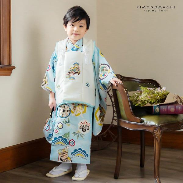 七五三 着物 3歳 男の子 ブランド被布セット 「小町kids 鷹と松に七宝