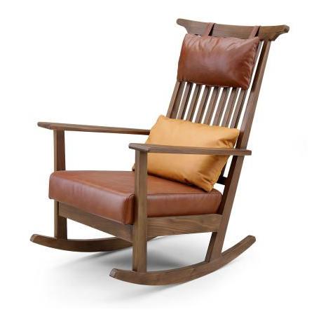 ロッキングチェア 安楽椅子 イス 天然木 ウォールナット 本革