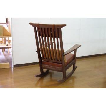 ロッキングチェア 安楽椅子 イス 天然木 ウォールナット 本革