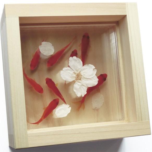 金魚アート インテリア オブジェ アート 桜 プリザーブドフラワー 本物