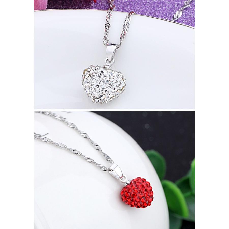 ネックレス スワロフスキー ハート シルバー 真っ赤なハート レッド