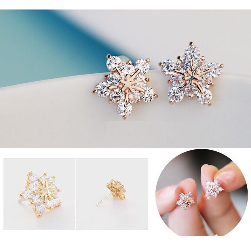 ピアス イヤリング ゴールド シルバー 雪の華 雪の花 スノーフレーク