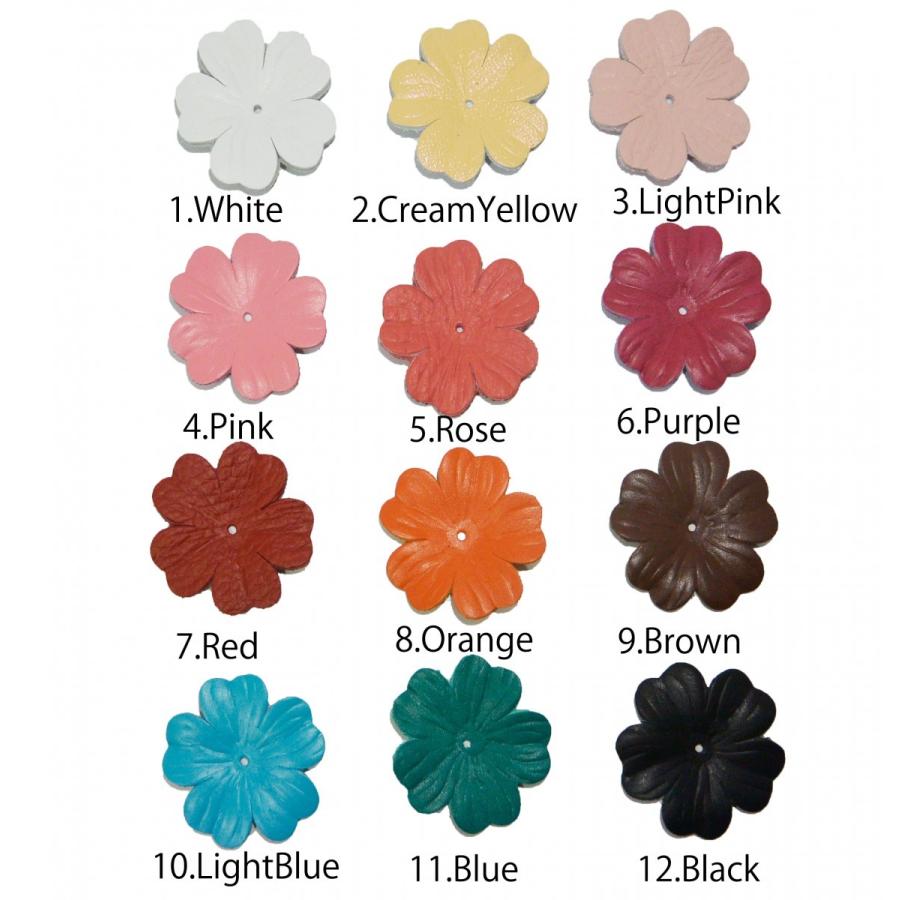 CRAFT レザーパーツ 花型 4.0cm 立体レザーモチーフ 2枚入り レザー