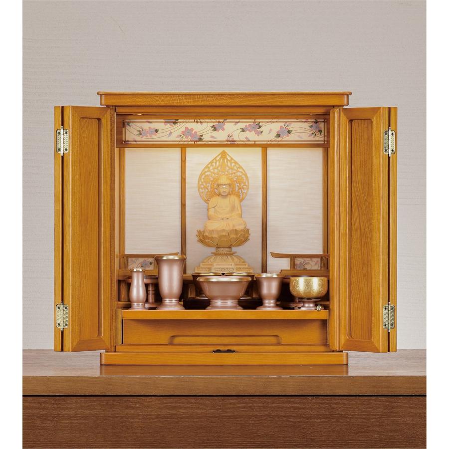 仏壇 国産 日本製 蒔絵入り コンパクト 小型 軽量 欅【はなすがた】桜