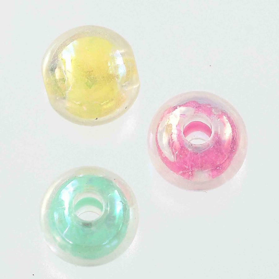 ビーズ 8mm 丸 ミックス 500個 オーロラ 穴あり 手芸 アクセサリー