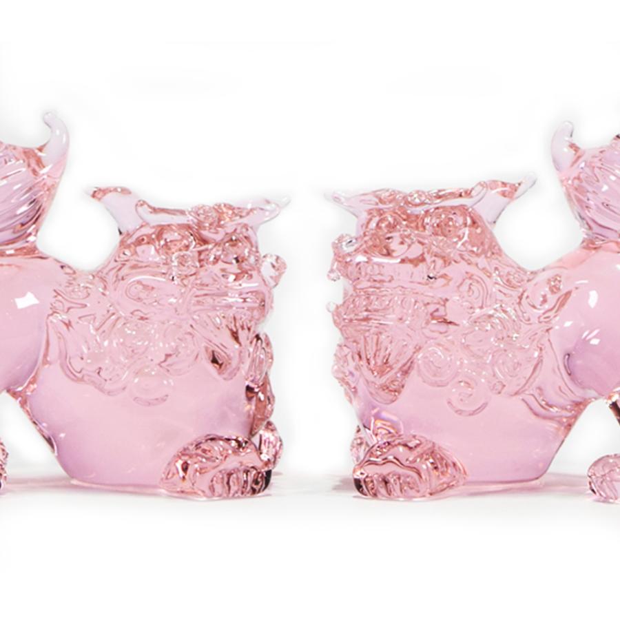 沖縄土産 シーサー 置物 玄関 ペア ガラスシーサー : 琉球ガラス専門店