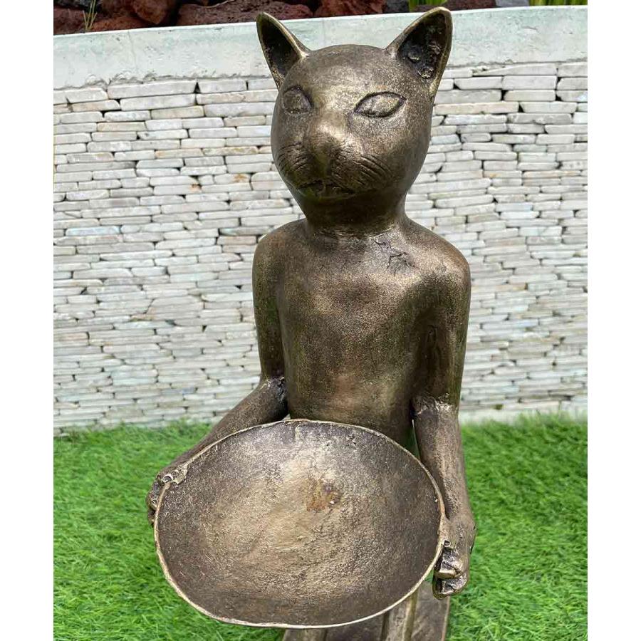 ブロンズ像 ネコ 猫 キャット オブジェ 3色 H48cm 置き物 アンティーク