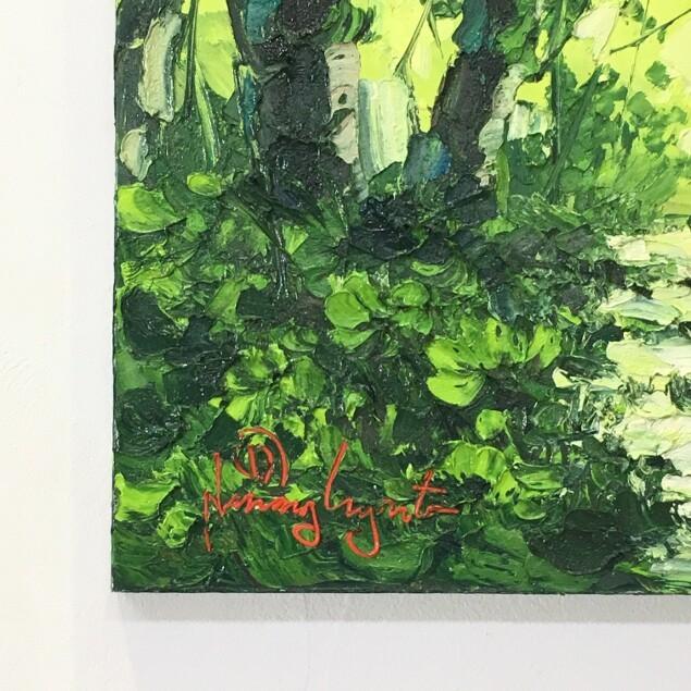 バリ絵画 油絵 森 W60×H50 (1171) バリアート 風景画 森の絵 癒し