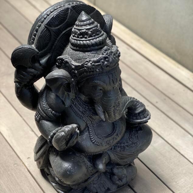 石像 ガネーシャ 置物 ブラック H60cm セメント製 ガーデンオブジェ