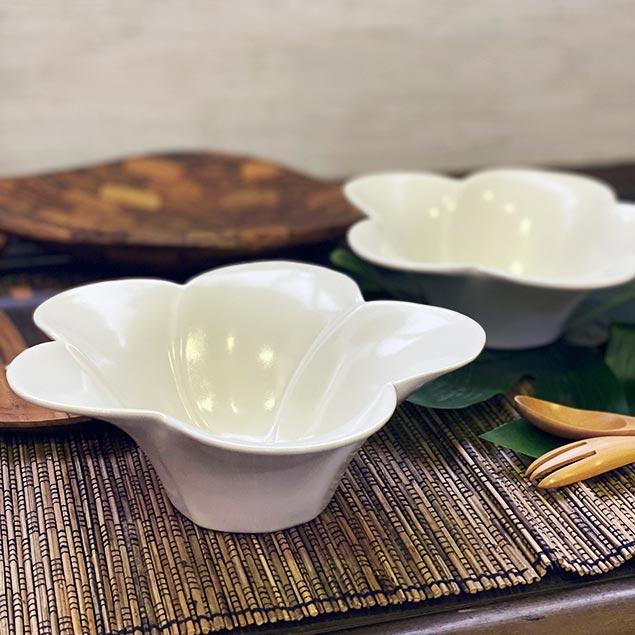 ボウル 鉢 セット フランジパニ 白 2個1セット バリ ジェンガラ 正規品