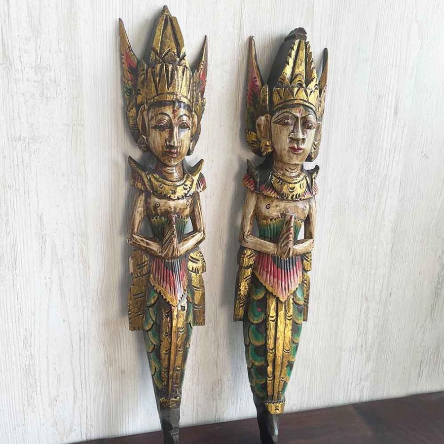 木彫り 壁掛け ラマシタ H60cm ペアセット カップル ペア インドネシア
