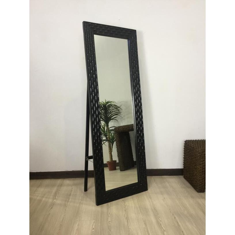 スタンドミラー 鏡 姿見 楕円柄 木製フレーム アジアン 家具 大きい