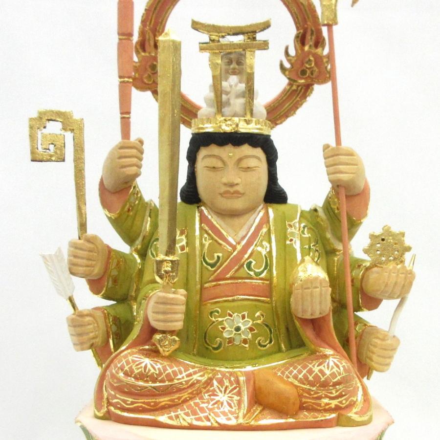 仏像 宇賀弁才天 座像 3.0寸 桧木彩色 宇賀神 弁才尊天 弁財天 妙音天