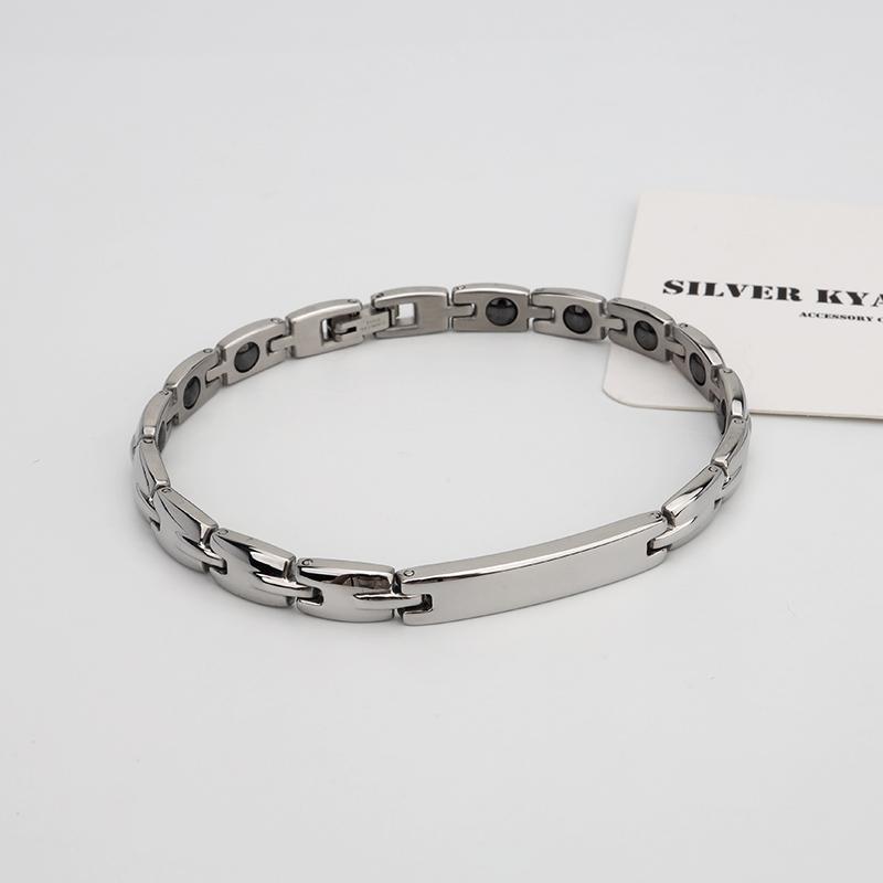 磁気ブレスレット シルバー チェーンブレスレット シンプル 磁気 磁石