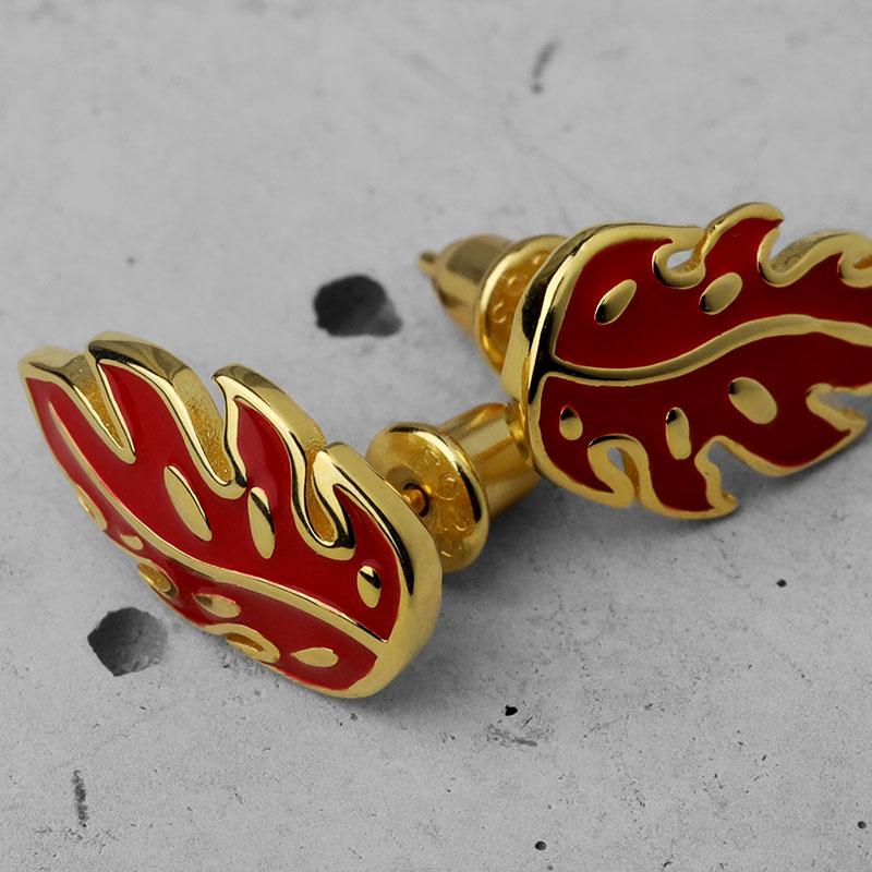 BFF ブランド ピアス シルバー925 ゴールド 18K GP ファイア 炎 両耳用