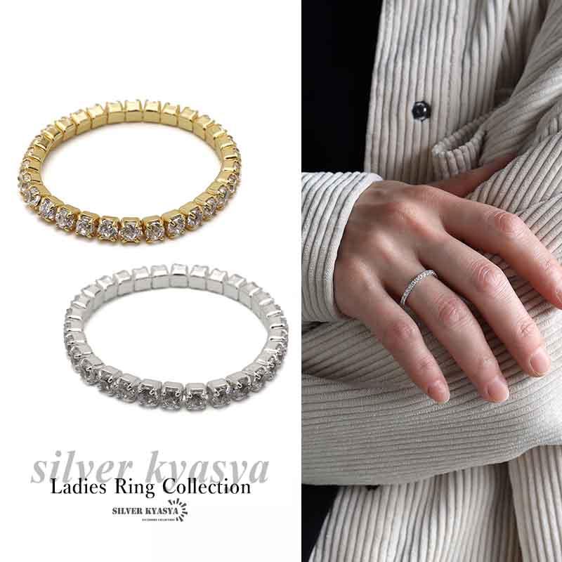 シルバー925 キラキラリング ストーンリング gold 18KGP オープン