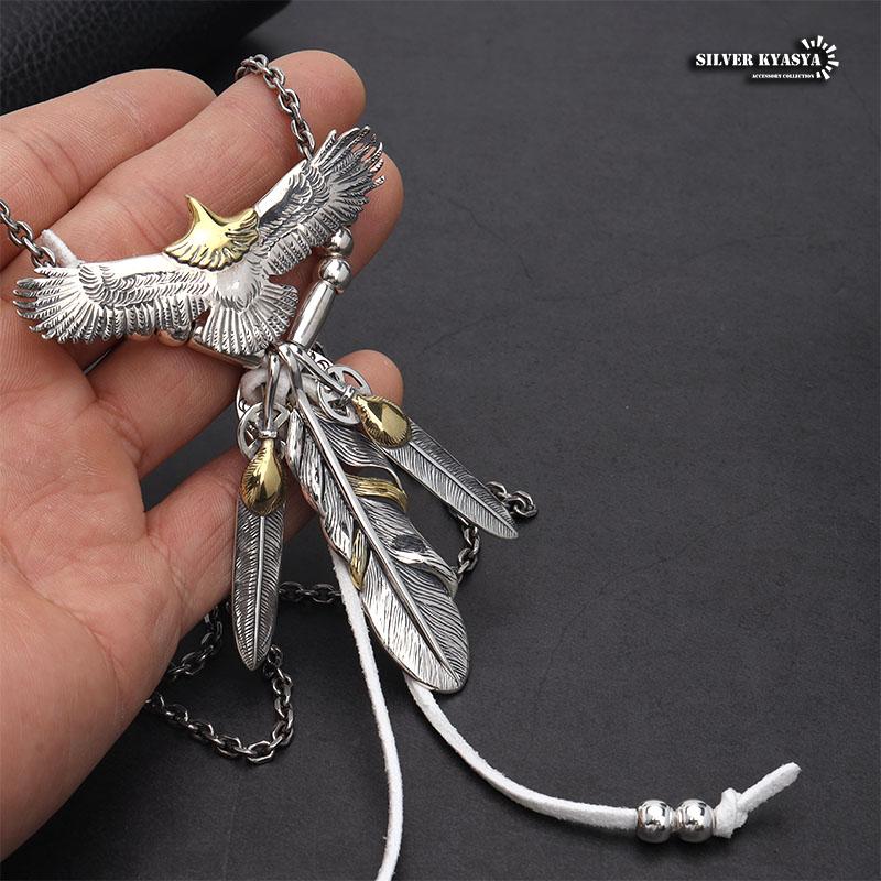 シルバー925素材 イーグルネックレス 925 フェザーネックレス シルバー