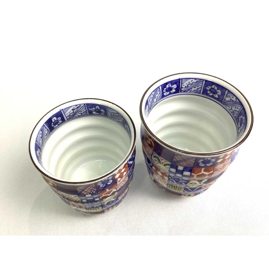 京焼・清水焼 矢野正三（碧黄石窯） 桝色小紋組湯呑 : 京焼・清水焼