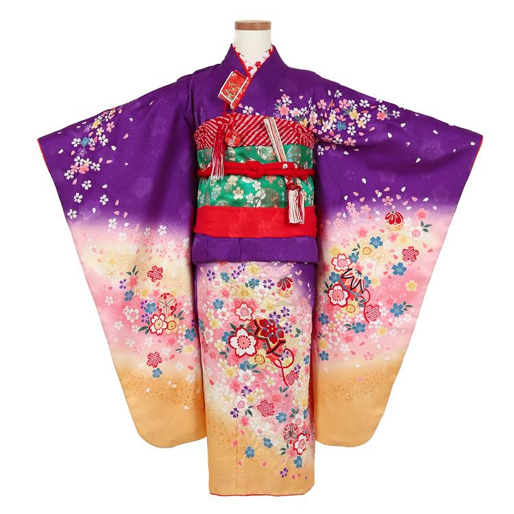 七五三 着物 7歳 レンタル フルセット 女の子 箱迫セット 紫 古典柄