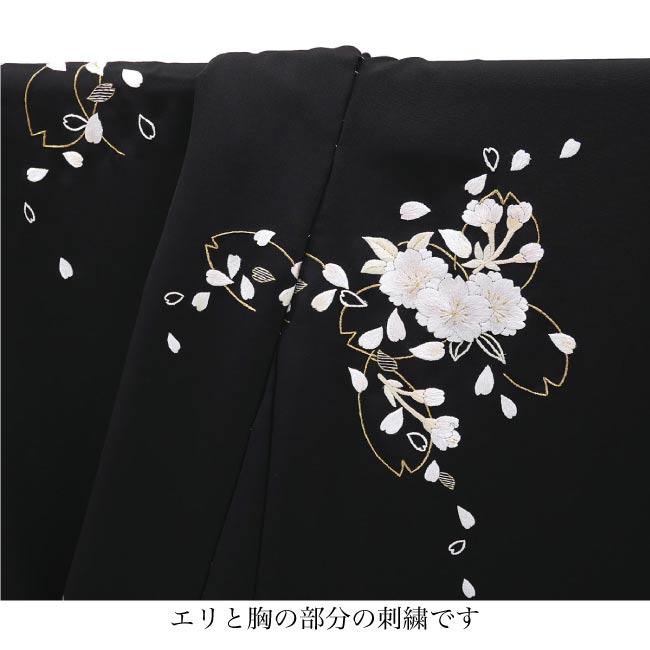 仕立て付き 刺繍訪問着 桜 さくら 新品 未仕立品 総刺繍 h-955 黒地