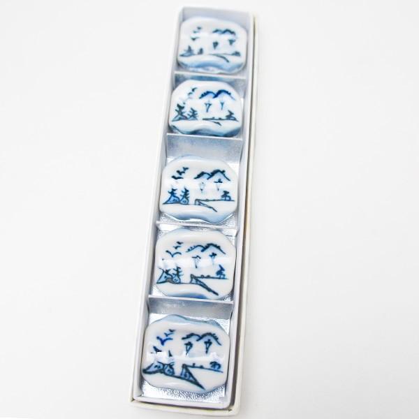 京焼 清水焼 陶器 箸置き 染付山水箸置 芳山窯 : 京都ひがしやまいちば