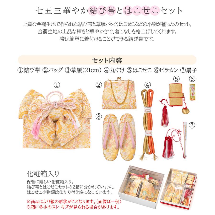 七五三 結び帯 はこせこセット バッグ 箱迫 丸ぐけ 扇子 ビラカン 草履