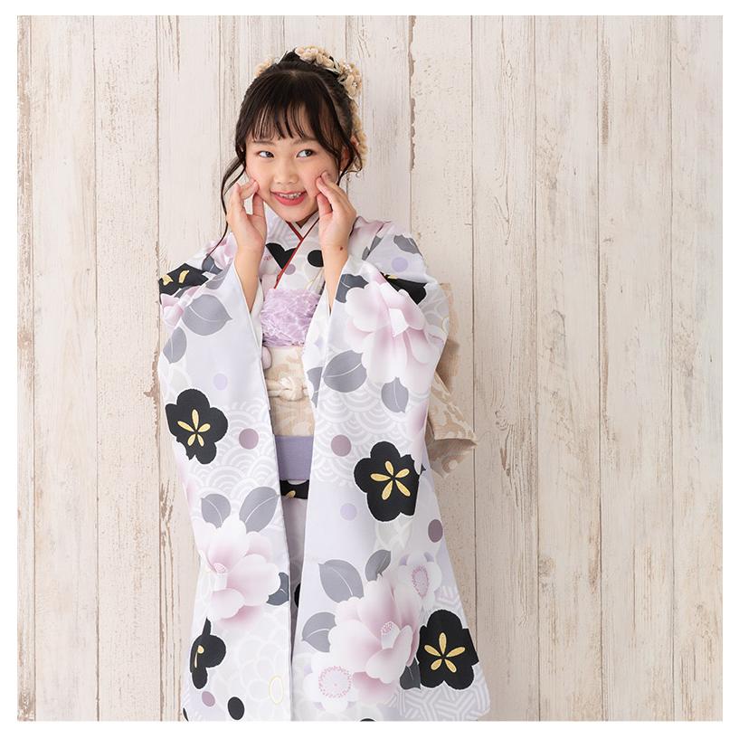 七五三 7歳 着物 フルセット 女の子 7才 四つ身 薄紫 椿に梅