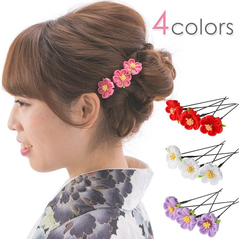 髪飾り ちりめん つまみ細工 ミニ小花 七五三 3歳 5歳 7歳 卒園式 成人