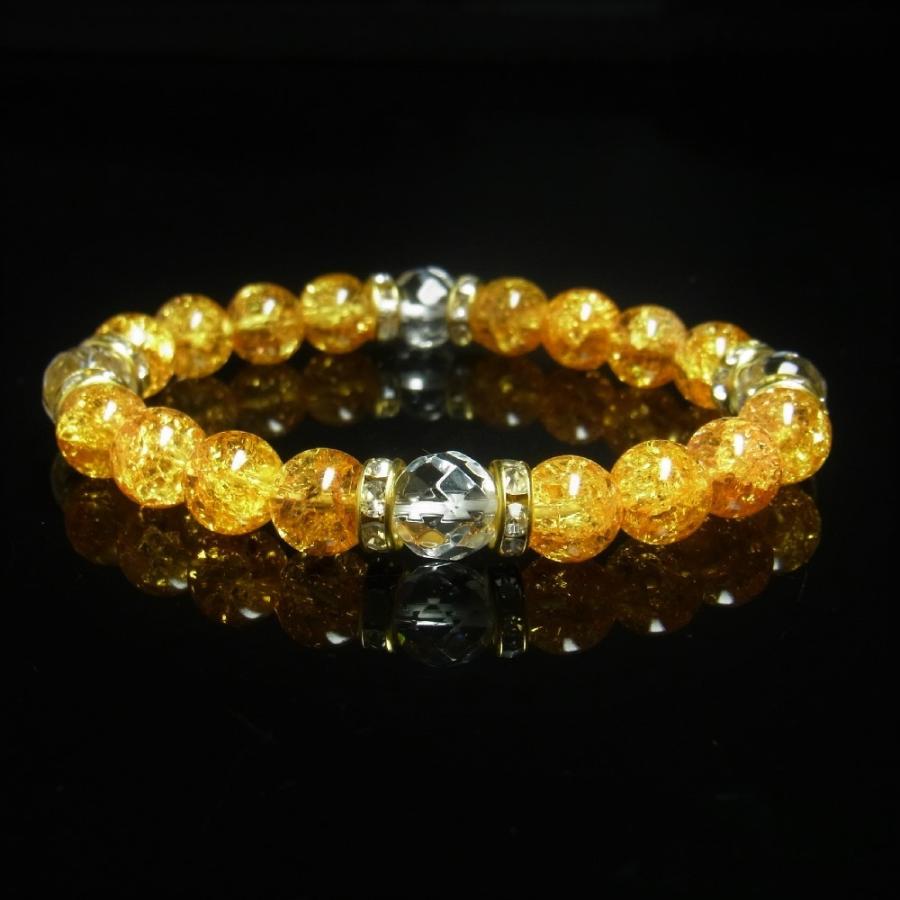 8ミリ 最強金運 アップをもたらす 天然石 64面カット水晶 シトリン