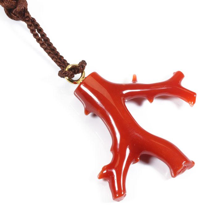 宝石珊瑚のSANSUI 赤珊瑚 根付け ストラップ 枝 無染色 SANSUI : 宝石