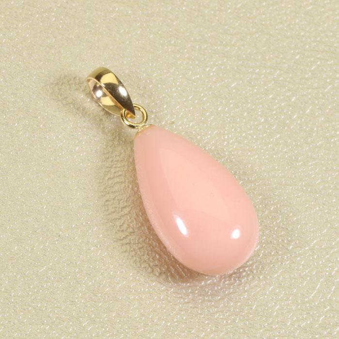 宝石珊瑚のSANSUI ピンクサンゴ ミス珊瑚 ペンダント ドロップ K18