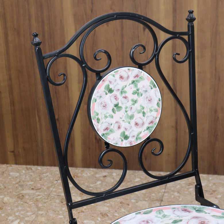 ガーデンテーブルセット アイアン ローズ/薔薇 3点セット : インテリア