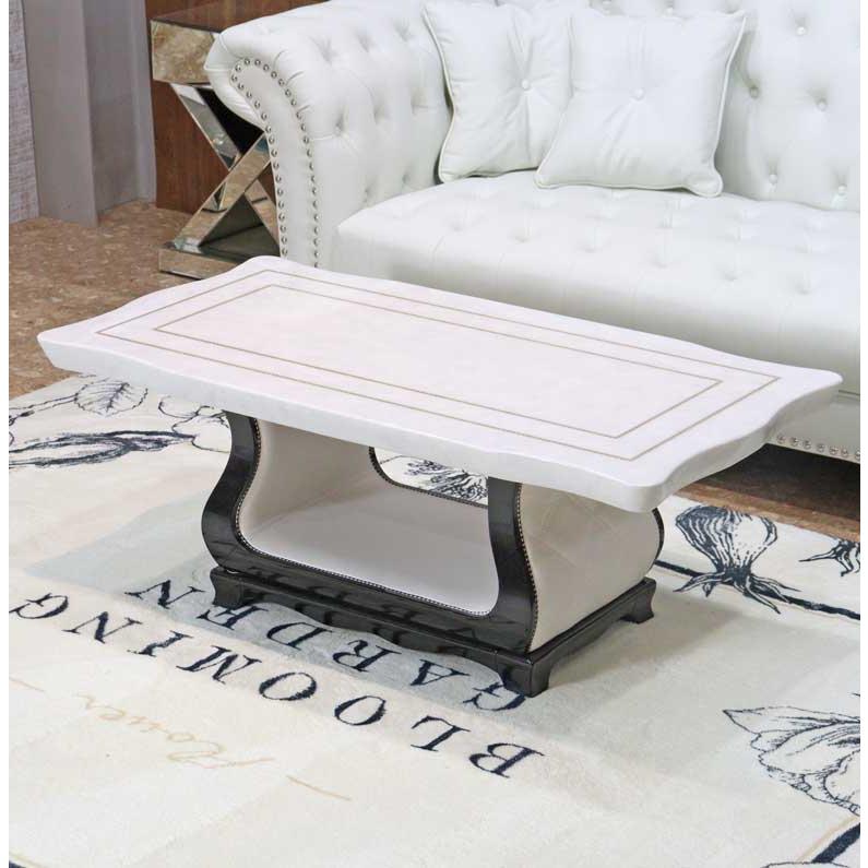 センターテーブル 120cm ホワイト 大理石 四角 長方形リビングテーブル