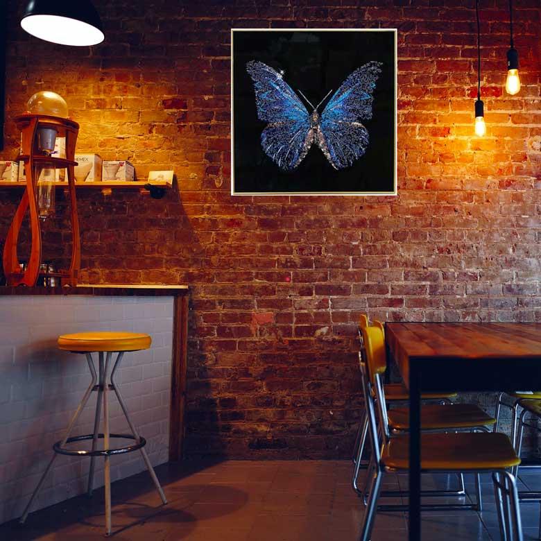 アートフレーム バタフライ キラキラアート 蝶 ゴールドフレーム