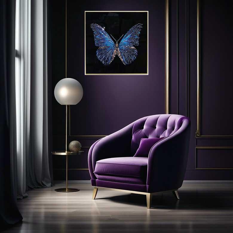 アートフレーム バタフライ キラキラアート 蝶 ゴールドフレーム