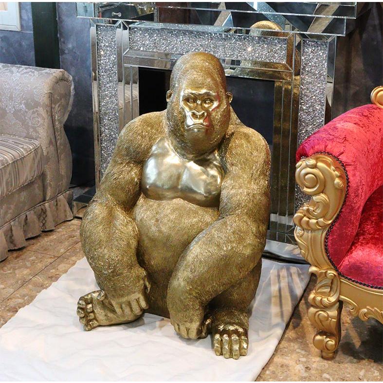 ゴリラ 91cm ゴールド オブジェ 特大 置物 コング オーナメント リアル